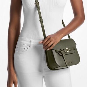 Michael Kors Olive Crossbody Bag with Gold Accents